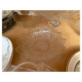 Crystal Glassware & Dinnerware Collection - Etched Bowls, Pressed Pattern Plates, Holly Decor
