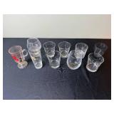 Glassware Set - Assorted Drinking Glasses, Goblets & Pink-Handled Mug (Clear Glass)