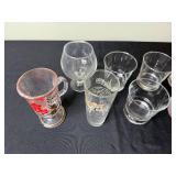 Glassware Set - Assorted Drinking Glasses, Goblets & Pink-Handled Mug (Clear Glass)