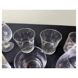 Glassware Set - Assorted Drinking Glasses, Goblets & Pink-Handled Mug (Clear Glass)