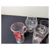 Glassware Set - Assorted Drinking Glasses, Goblets & Pink-Handled Mug (Clear Glass)