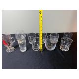 Glassware Set - Assorted Drinking Glasses, Goblets & Pink-Handled Mug (Clear Glass)