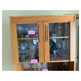 Oak Wood China Cabinet with Glass Doors - 76 in H x 31 in W x 16 in D - contents not inc