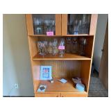 Oak Wood China Cabinet with Glass Doors - 76 in H x 31 in W x 16 in D - contents not inc