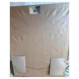 Vintage Marble-Top Bombe Dresser with Floral Inlay & Brass Pulls w Table Lamp, Framed Print & Clock