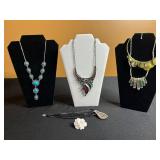 Turquoise, Abstract Gem & Enamel & 'Thrive' Bib Necklaces & More!