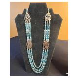 Necklace Collection - Multi-Strand Turquoise Beads with Filigree Pendants & Inc Coldwater Creek