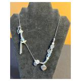 Red Bead Necklace Set with Treska Sunburst Pendant & Silver Charm Necklaces