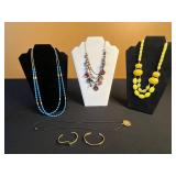 Sergio Los-California Cuff Bracelet, Assorted Costume Jewelry Lot: Blue Turquoise Beads, Yellow Beads, Bracelets & Pendants