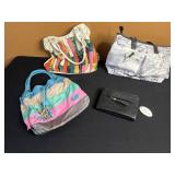 Patchwork Handbags (Lot of 4) - Rainbow Stripes, Teal/Pink Patchwork, Map Print Satchel