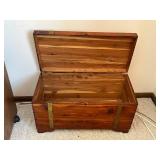 Vintage Wooden Trunk with Brass Straps - Rustic Storage Chest