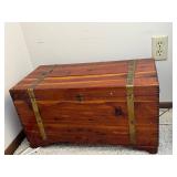 Vintage Wooden Trunk with Brass Straps - Rustic Storage Chest