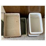 Wicker Storage Baskets With Green Liners And White Lidded Hampers (Lot Of 5)