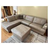 Leather Sectional Sofa with Chaise & Ottoman - Taupe, L-Shaped - couch only