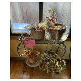 2-Tier Metal Plant Stand with 4 Potted Plants - Indoor Garden Display