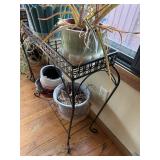 2-Tier Plant Stand with Planters - Black Wrought Iron (28 x 27 x 11)