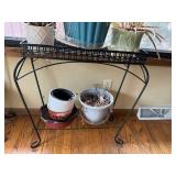 2-Tier Plant Stand with Planters - Black Wrought Iron (28 x 27 x 11)
