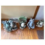 Frog Garden Statues - Set with Welcome Sign, Patina Finish, Outdoor Decor