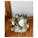 Frog Garden Statues - Set with Welcome Sign, Patina Finish, Outdoor Decor