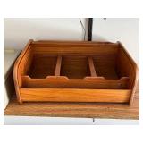 Locking Metal Cash Box with Handle & Wooden Desk Organizer Tray