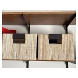 Rubbermaid Teal Storage Tote & Assorted Fabric & Cardboard Boxes