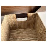 Rubbermaid Teal Storage Tote & Assorted Fabric & Cardboard Boxes