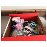 Rubbermaid Teal Storage Tote & Assorted Fabric & Cardboard Boxes