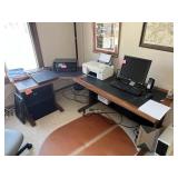 L Shaped Wood Frame Office Desk Only
