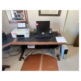 L Shaped Wood Frame Office Desk Only