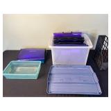 Plastic Document Folders & Storage Bins - Purple Teal Grid File Holder