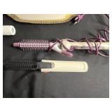 Vintage Vanity Lot Inc Pier 1 Art Glass Vase, Vanity Mirror Tray, Cigarette Cases, Marigold Carnival Glass Deer Covered Dish, BaByliss Paris Type Hair Curling Iron & More!