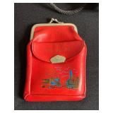 Vintage Vanity Lot Inc Pier 1 Art Glass Vase, Vanity Mirror Tray, Cigarette Cases, Marigold Carnival Glass Deer Covered Dish, BaByliss Paris Type Hair Curling Iron & More!