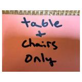 Round Glass Dining Table & 4 Cushioned Metal Chairs - rug not inc