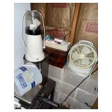 Kitchen & Basement Essentials Lot: Blender, Ice Cream Buckets, Pots, Small Fan