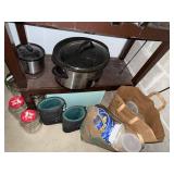 Kitchen & Basement Essentials Lot: Blender, Ice Cream Buckets, Pots, Small Fan
