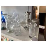 Glassware Collection - Assorted Vases, Decanters & Bowls - shelving not inc