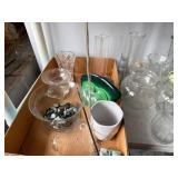 Glassware Collection - Assorted Vases, Decanters & Bowls - shelving not inc