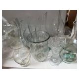 Clear Glass Vase & Bowl Collection - Diamond-Cut, Ribbed & Fluted Vases - shelving not inc