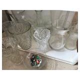 Clear Glass Vase & Bowl Collection - Diamond-Cut, Ribbed & Fluted Vases - shelving not inc