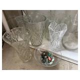 Clear Glass Vase & Bowl Collection - Diamond-Cut, Ribbed & Fluted Vases - shelving not inc