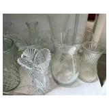 Clear Glass Vase & Bowl Collection - Diamond-Cut, Ribbed & Fluted Vases - shelving not inc