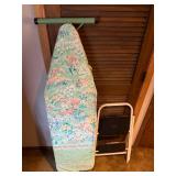 Ironing Board, Iron & Folding Step Ladder - Floral Turquoise Pattern