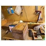 Workshop Tools & Hardware - Wooden Toolbox & Pegboard Accessories