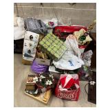 Assorted Christmas Decorations Bundle - Gift Boxes, Snowman, Ornaments & Bags