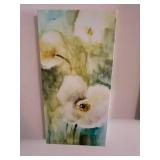 Two-Piece Floral Canvas Wall Art - White Calla Lilies, Abstract Green/Blue