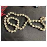 Jewelry Assortment: Faux Pearl Necklace, Heart Pendant, Floral Brooches, Empty Jewelry Bags, Floral Organizer & More