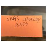 Jewelry Assortment: Faux Pearl Necklace, Heart Pendant, Floral Brooches, Empty Jewelry Bags, Floral Organizer & More