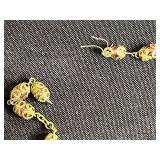 Simmer Home Furnishings Cedar Jewelry Chest (no key) with Rosaries (one w broken chain) & Cross Pendants