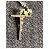 Simmer Home Furnishings Cedar Jewelry Chest (no key) with Rosaries (one w broken chain) & Cross Pendants