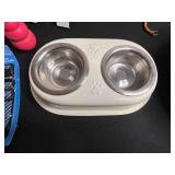 KONG Red Dog Toy, Dual-Bowl Pet Feeder on Paw-Print Stand & LED Light & Baskets